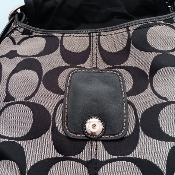 Vintage Coach Signature Jacquard/Leather CrossBody Messenger Saddle Bag Genuine - Picture 5 of 9